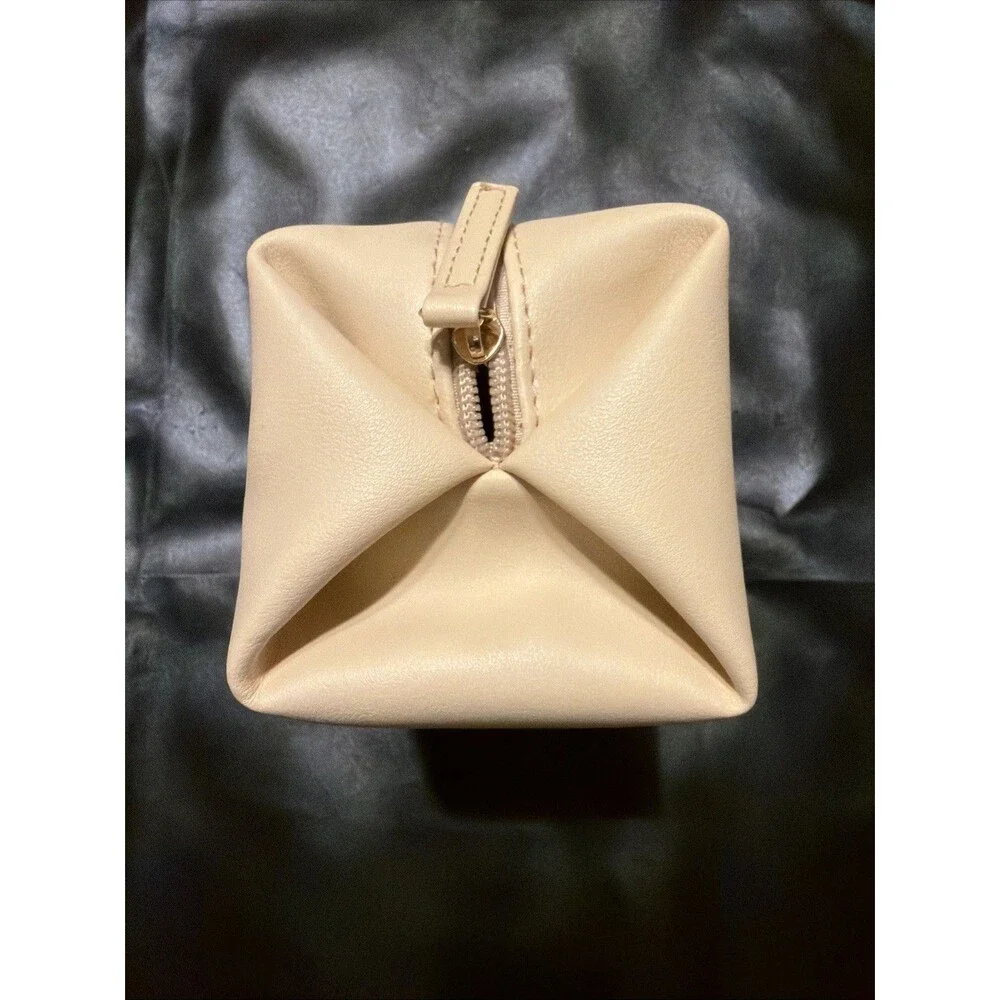 Bvlgari Parfums Cream Cosmetic Makeup Pouch Bag Pink Lining